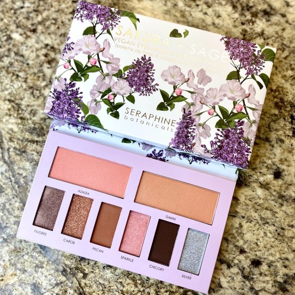 sakura and sage vegan eyeshadow and blush palette